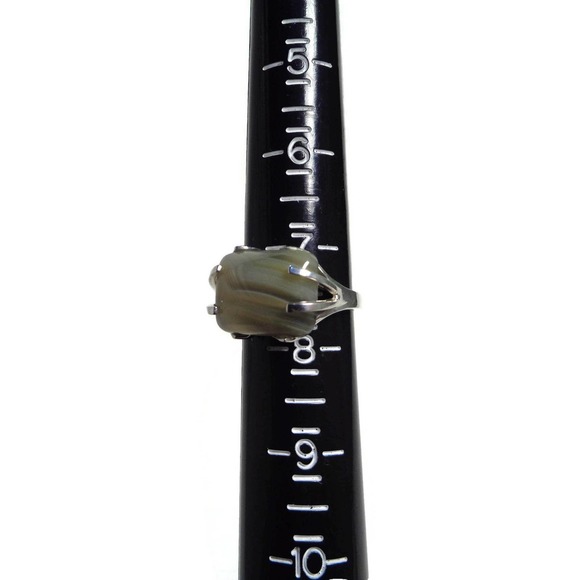 925 Sterling Silver Agate Ring, Natural Agate Ring Size 7.5, Custom Made Gift - Picture 9 of 9